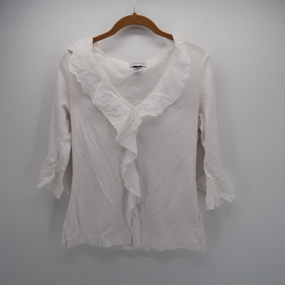 Soft Surroundings Ruffle 3/4 Bell Sleeve Blouse